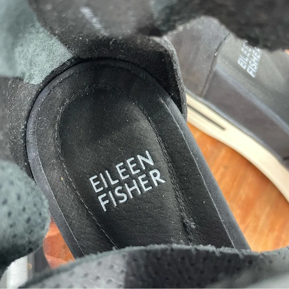 Eileen Fisher Sport Platform Perforated Sandals gray black Sz‎ 7